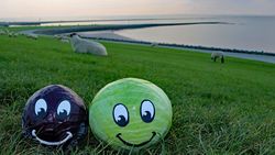 Kohlivia und Kohlibri, die Maskottchen der Dithmarscher Kohltage, an der Nordsee
